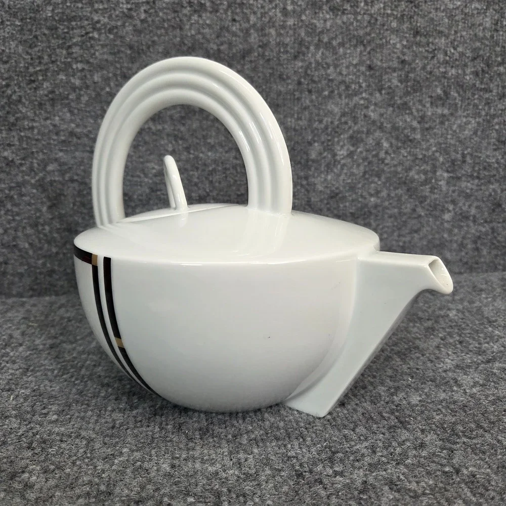Rosenthal Studio-Line Porcelian Mario Bellini Cupola Teapot MCM White Black Gold